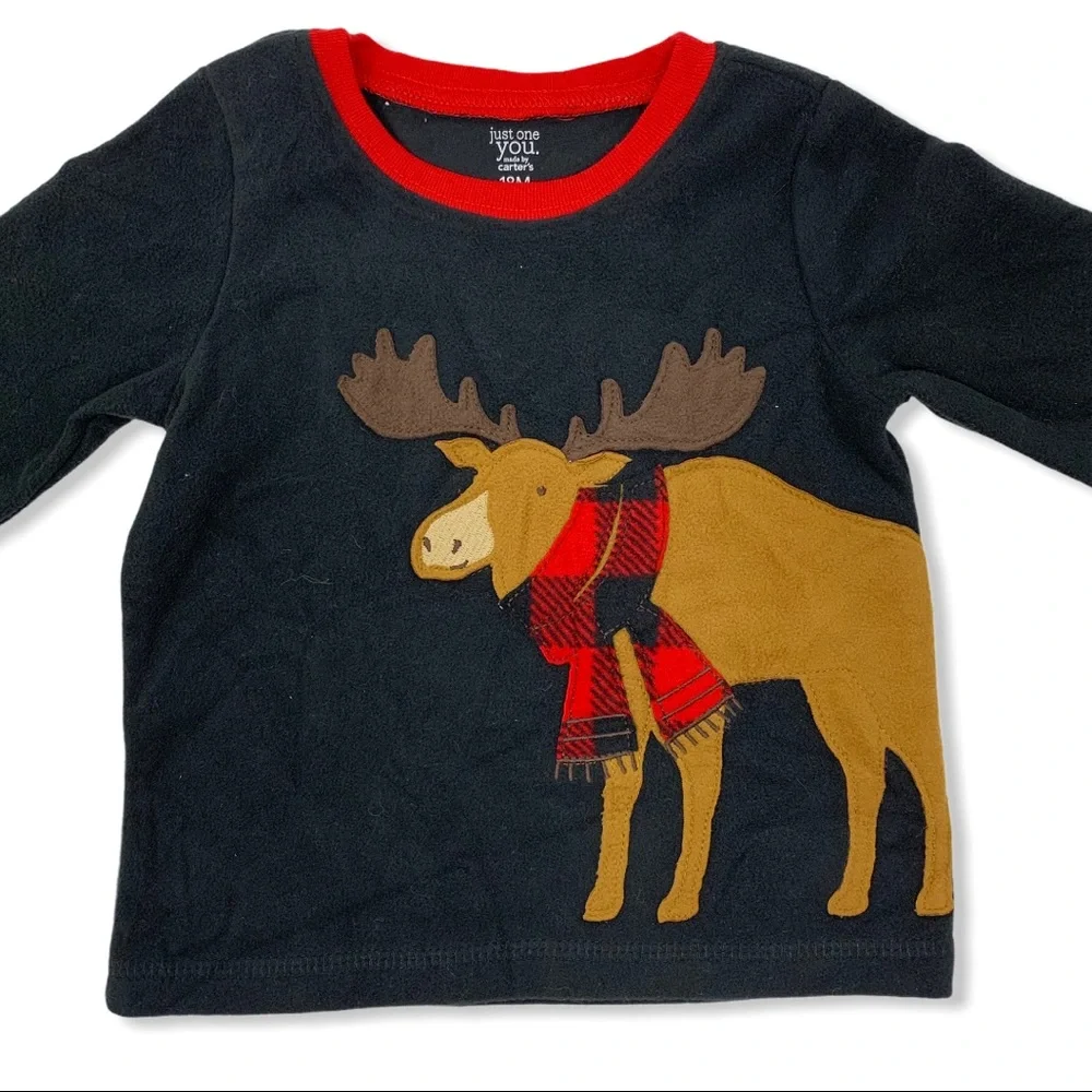 Two piece plaid fleece moose pant and top set‎ new